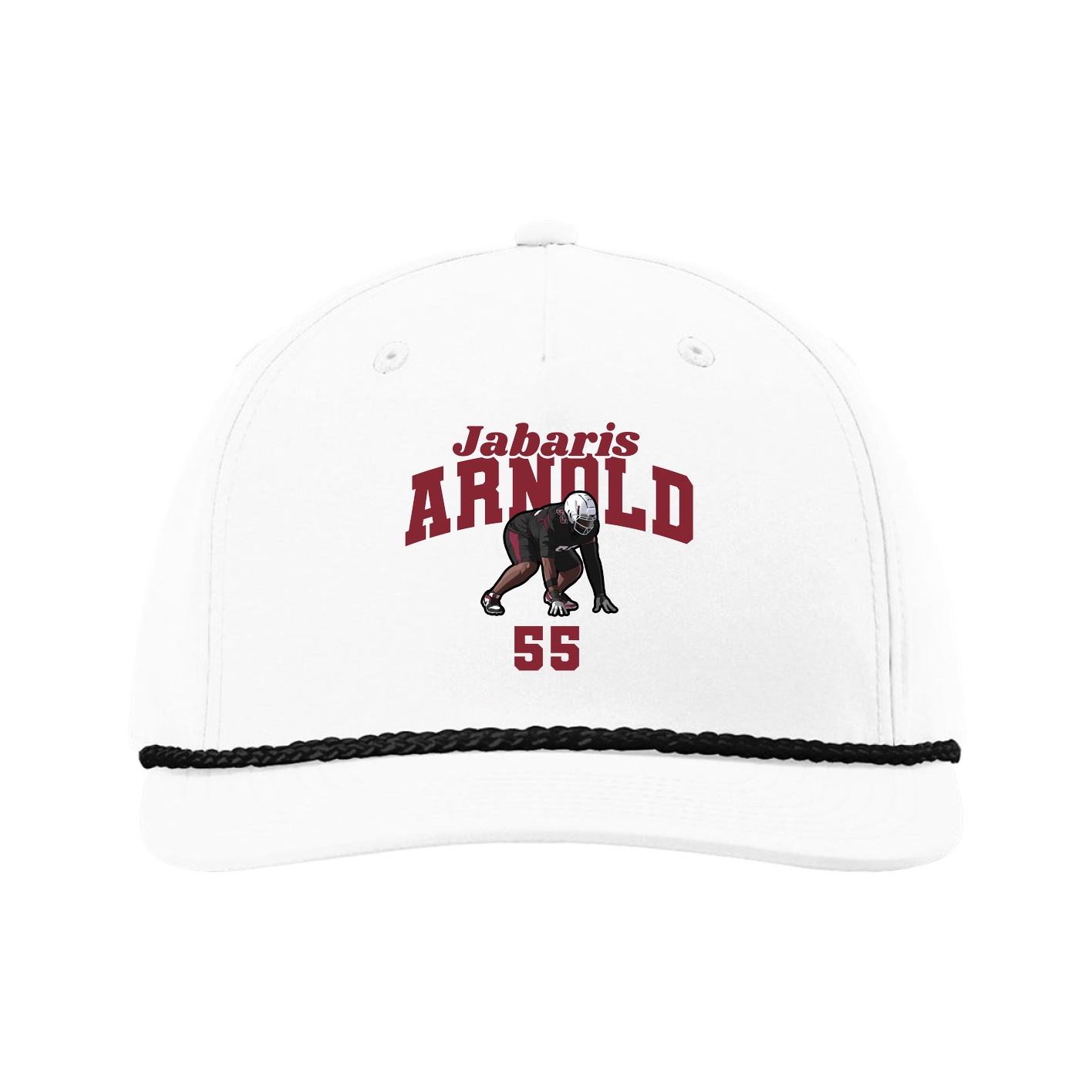 Five-Panel Classic Rope Cap — Signature Arch in White