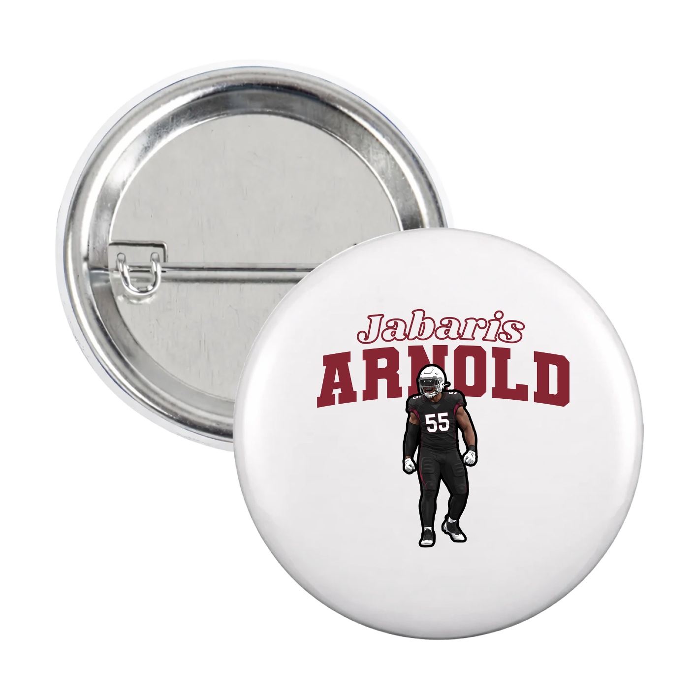 Game Day Button — Name Arch in White