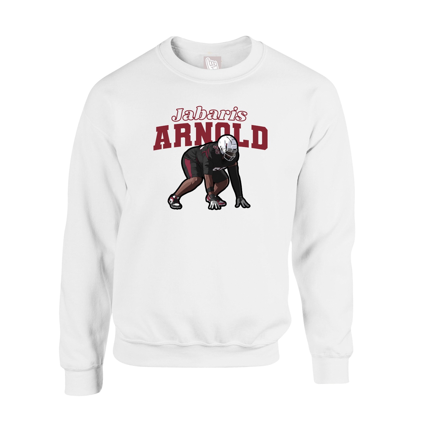Fleece Crew — Name Arch in White