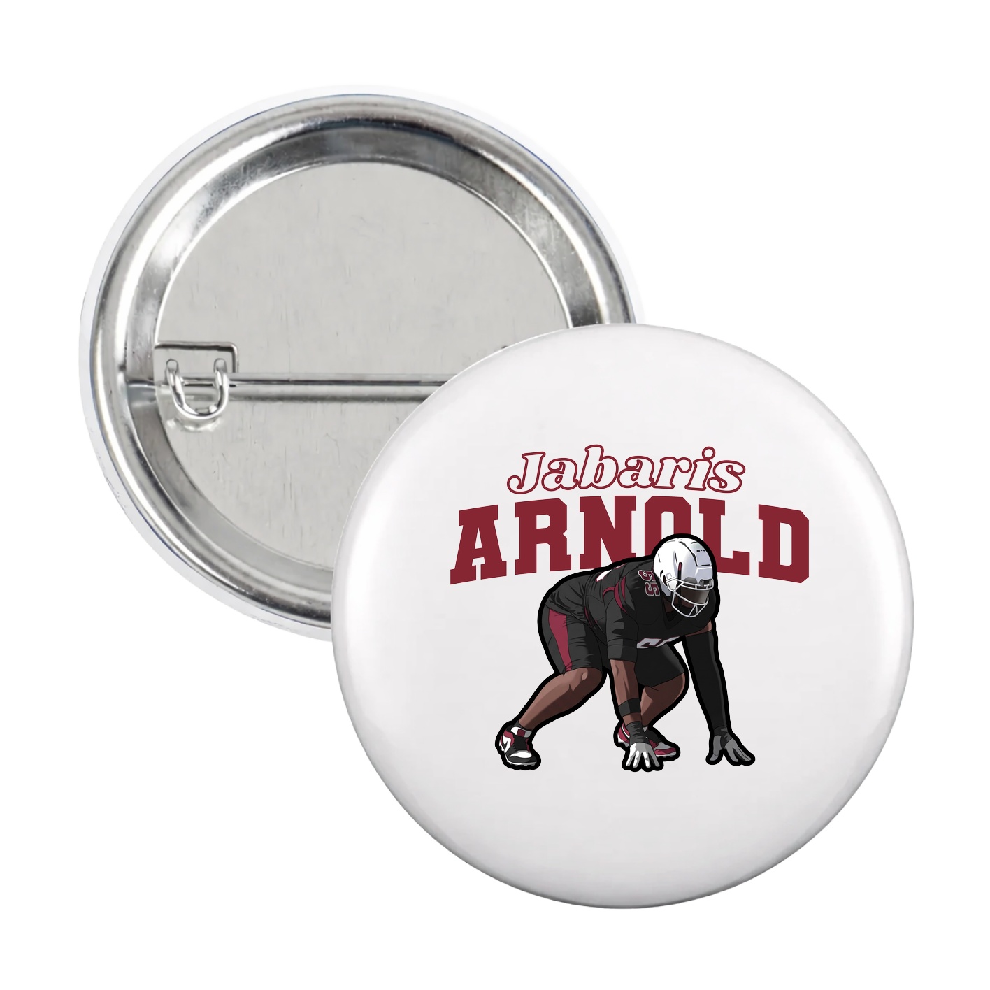 Game Day Button — Name Arch in White