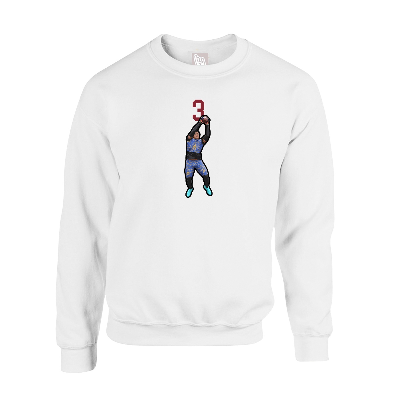 Fleece Crew — Number Top in White