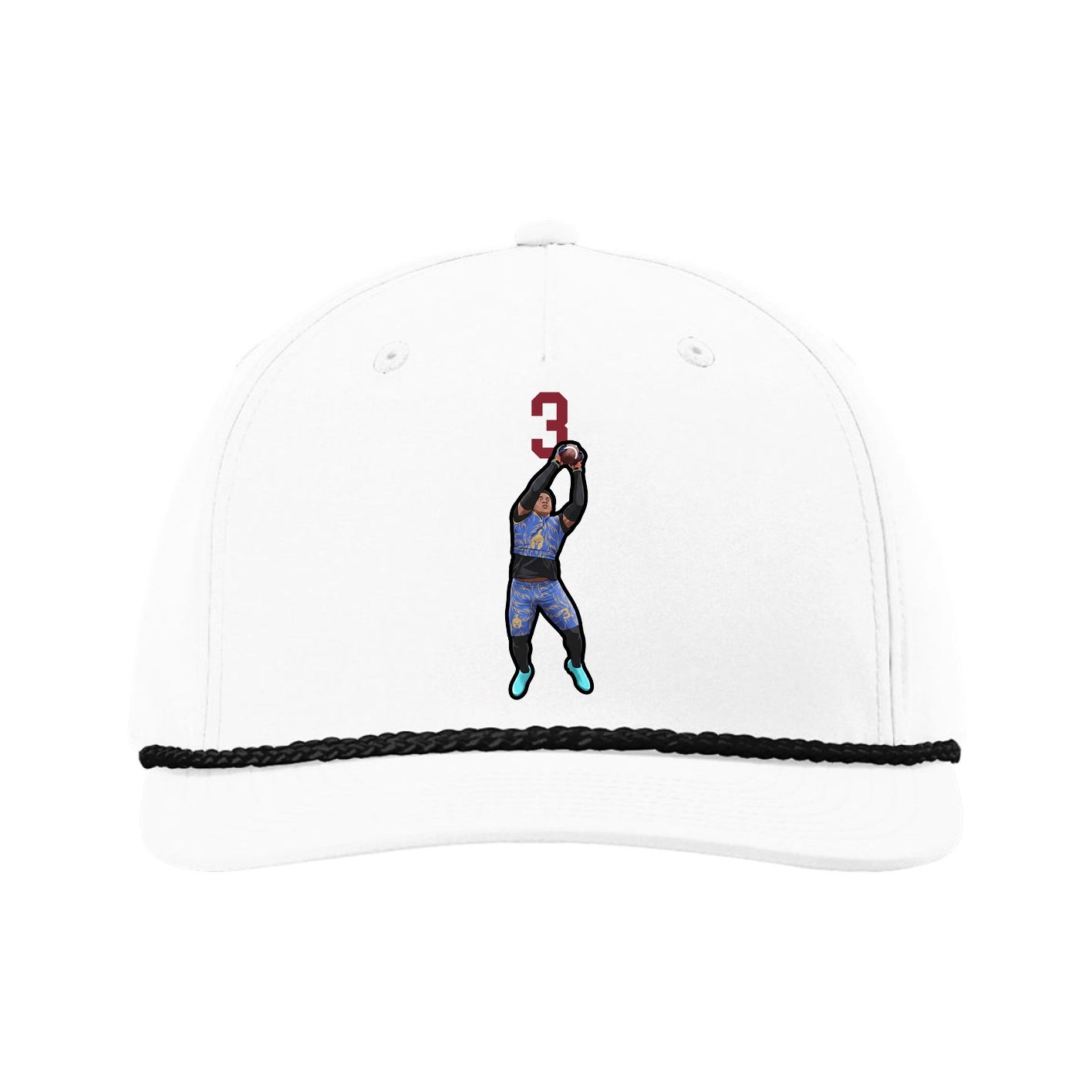 Five-Panel Classic Rope Cap — Number Top in White
