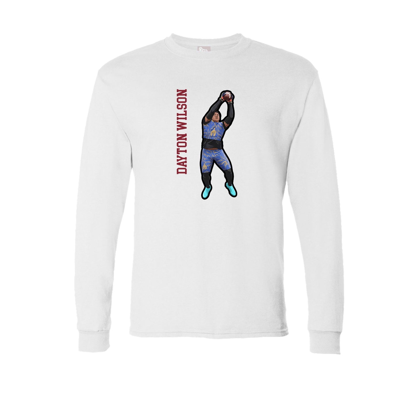 Long Sleeve Tee — Name Vertical in White