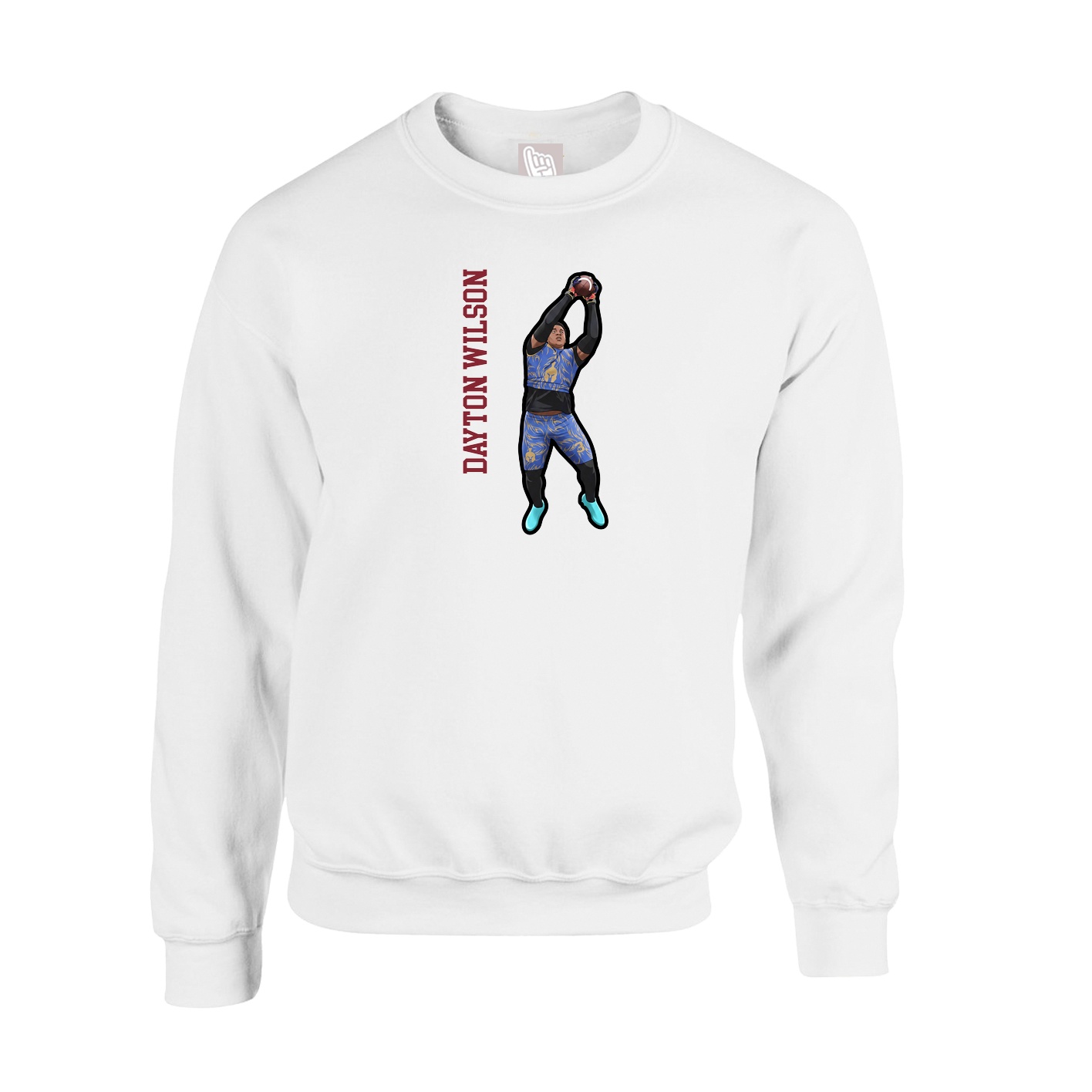 Fleece Crew — Name Vertical in White