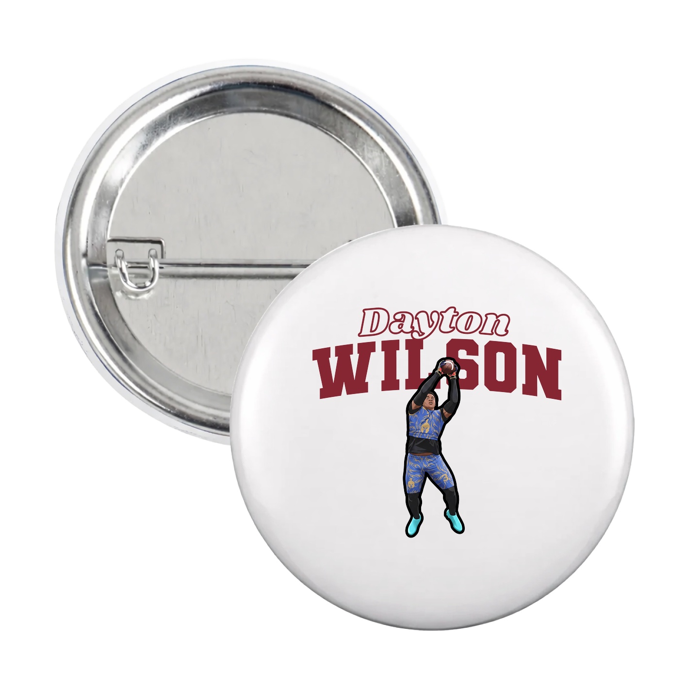 Game Day Button — Name Arch in White