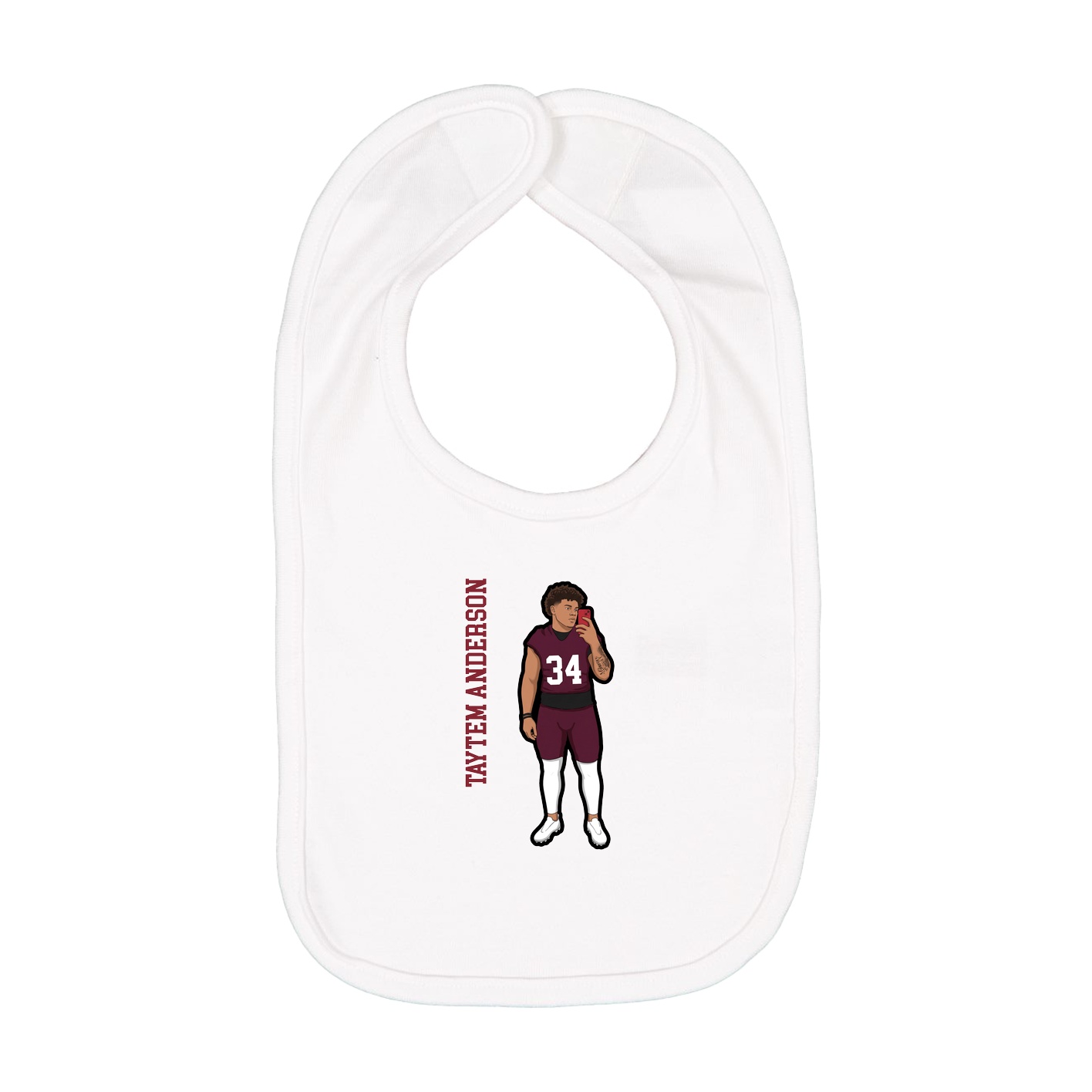 Infant Bib — Name Vertical in White