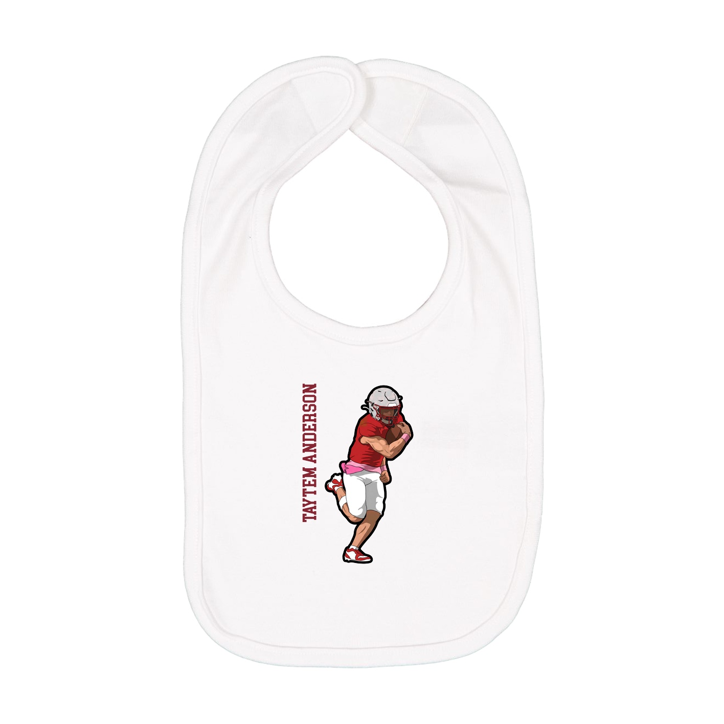 Infant Bib — Name Vertical in White