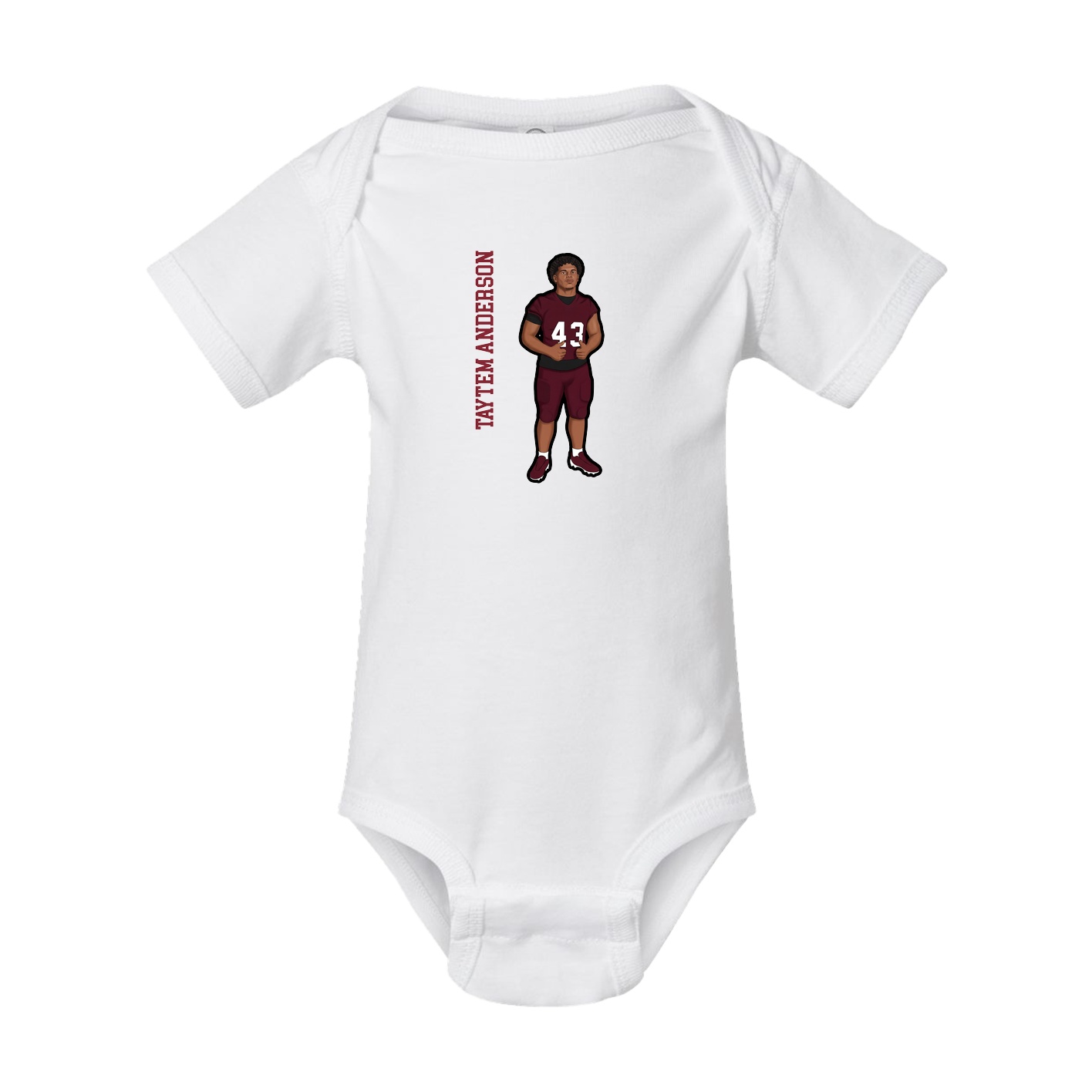 Baby Onesie — Name Vertical in White