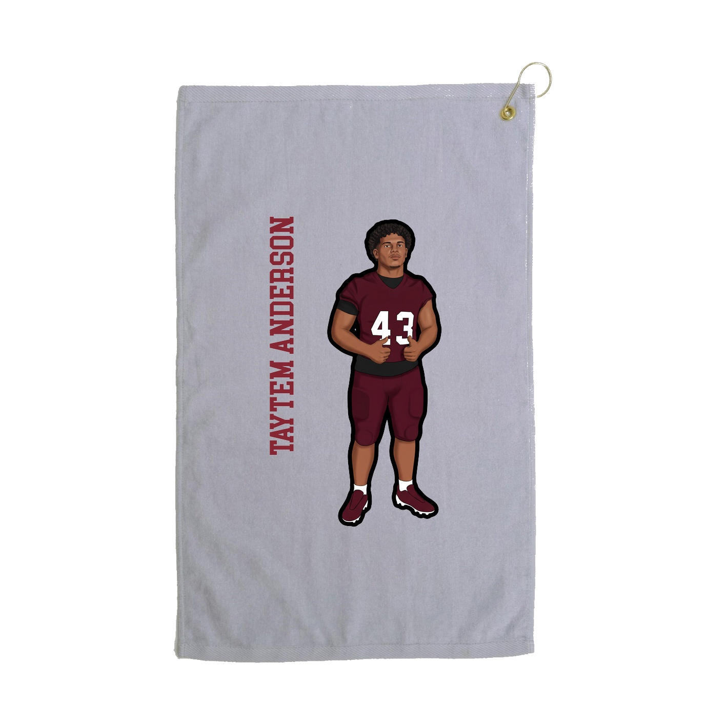 Golf Towel — Name Vertical in Grey