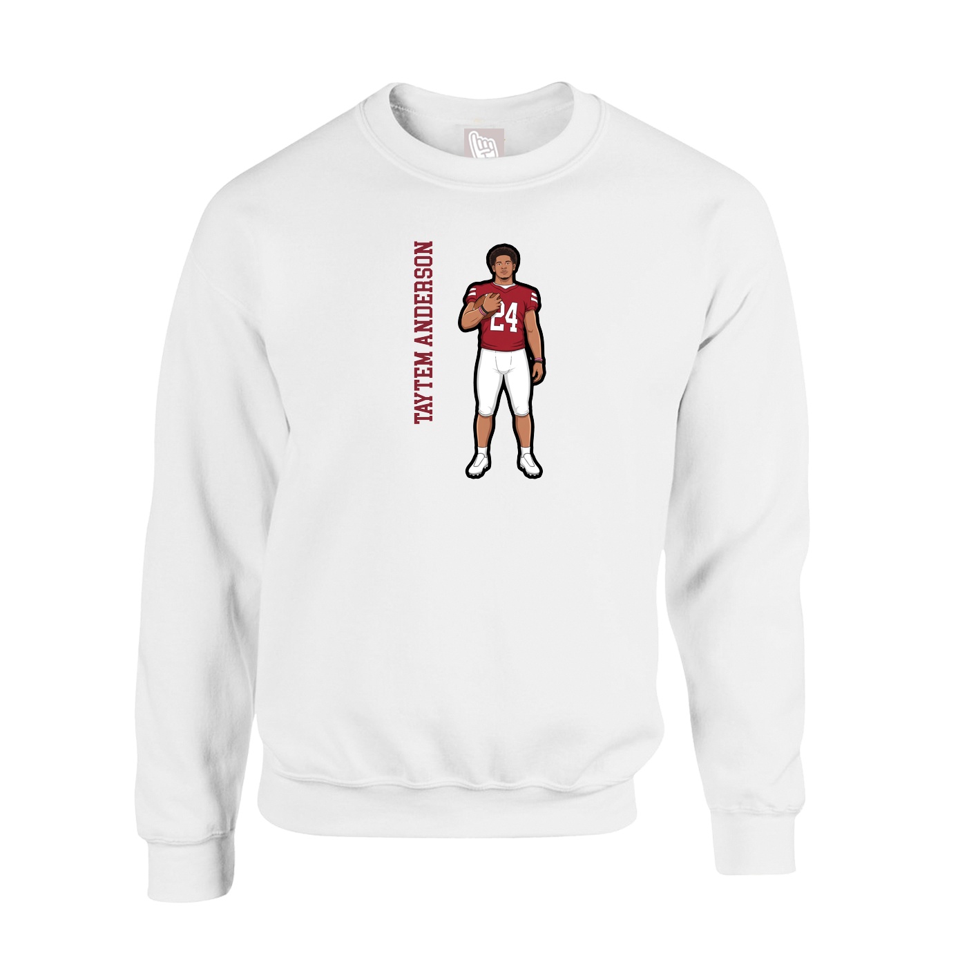 Fleece Crew — Name Vertical in White