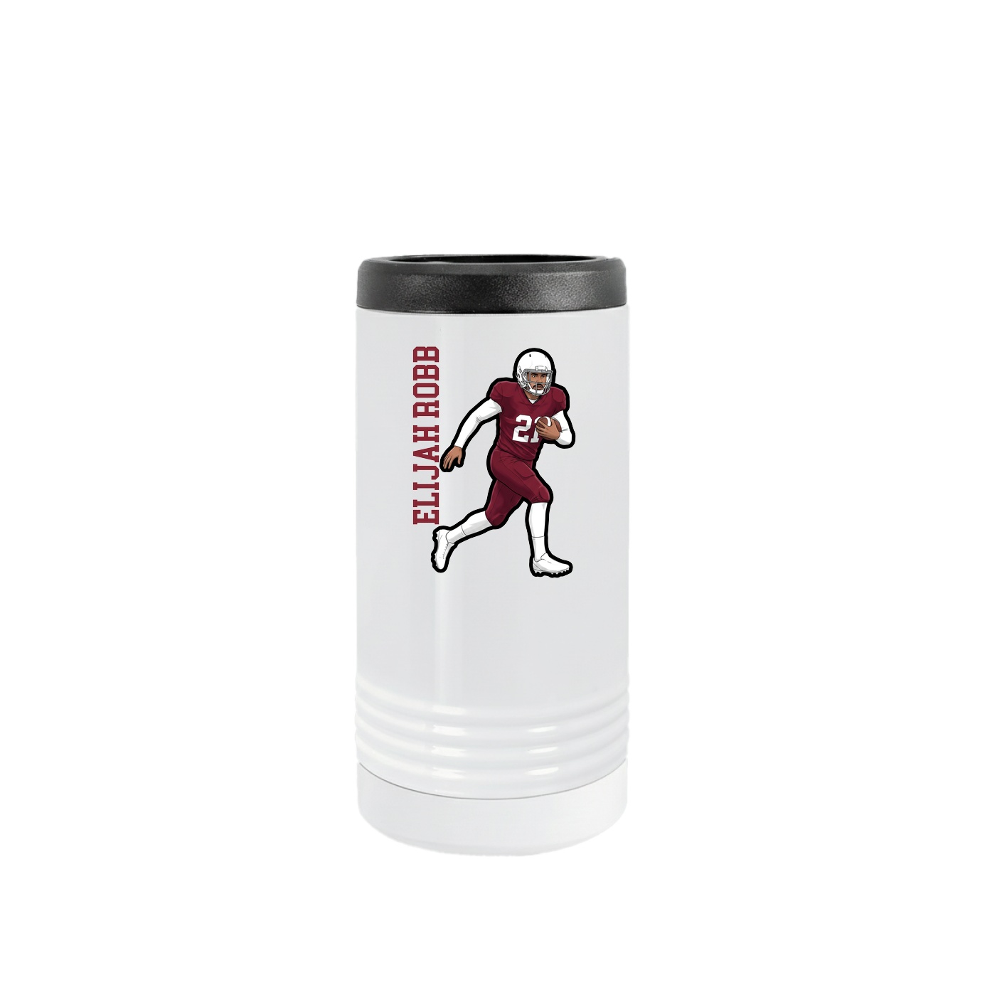 Slim Beverage Holder — Name Vertical in White