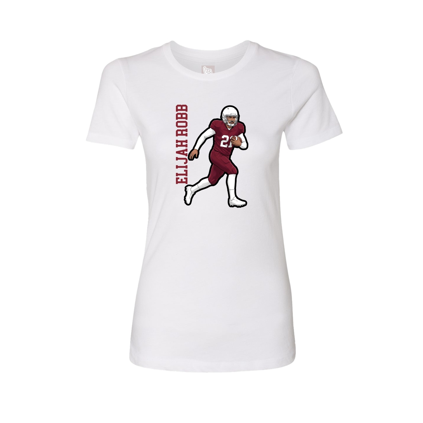 Fitted Women's Tee — Name Vertical in White