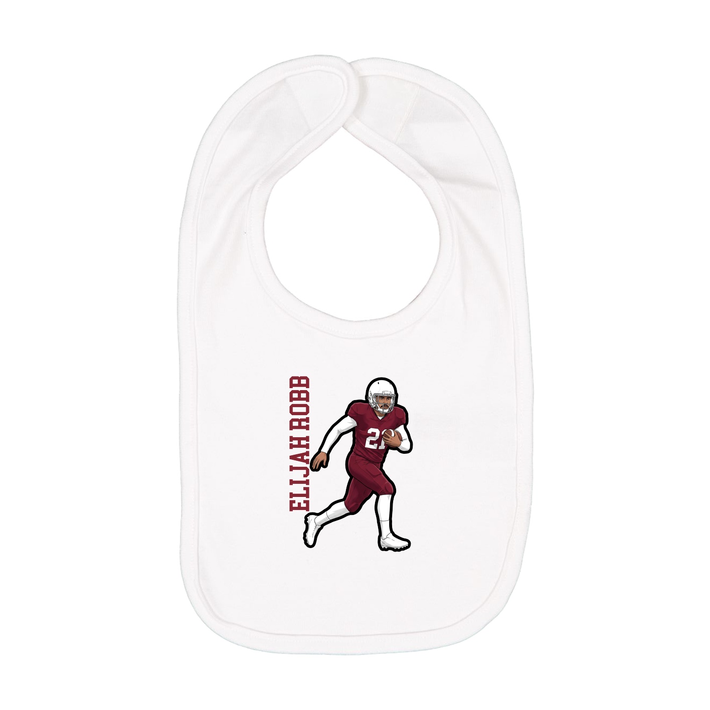 Infant Bib — Name Vertical in White