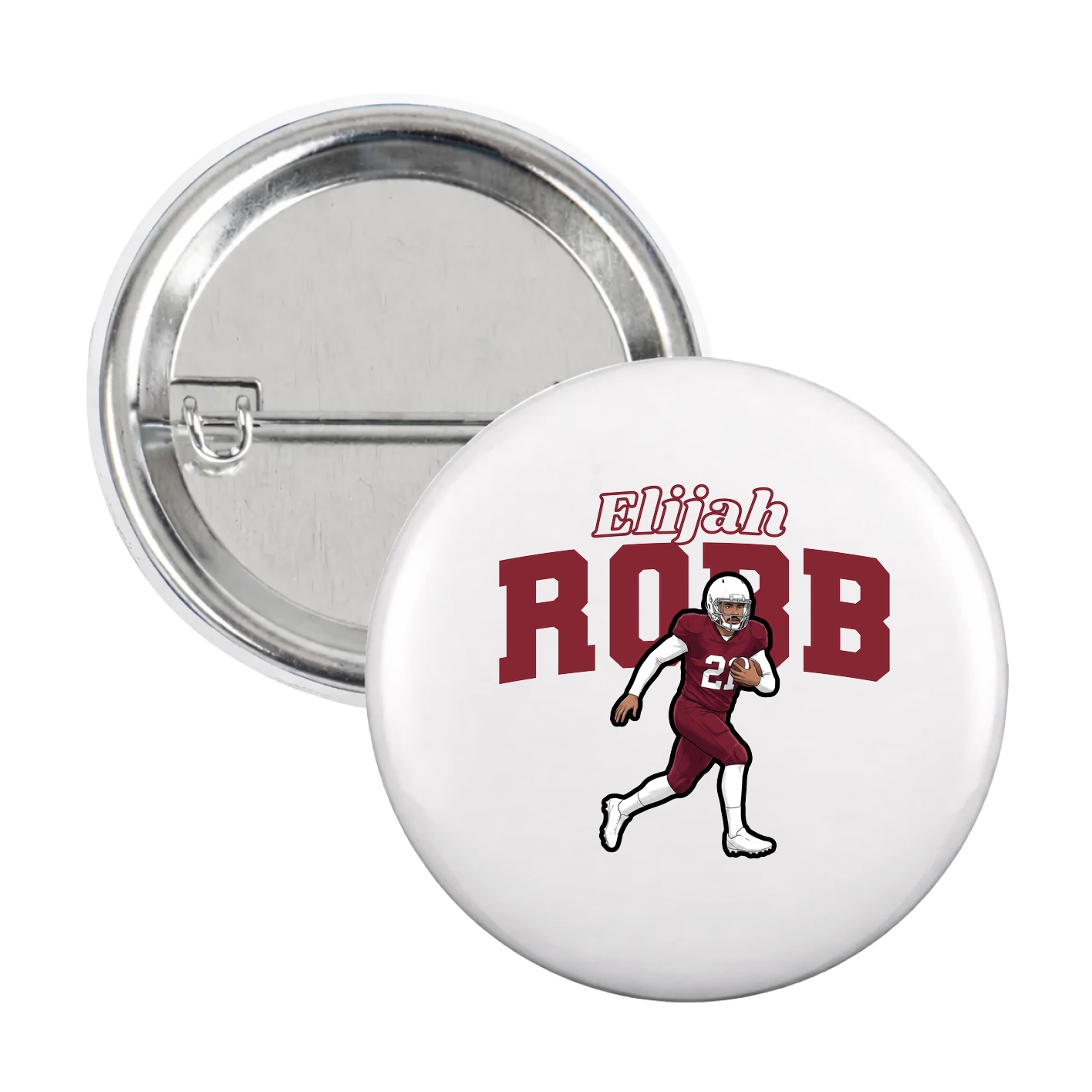 Game Day Button — Name Arch in White