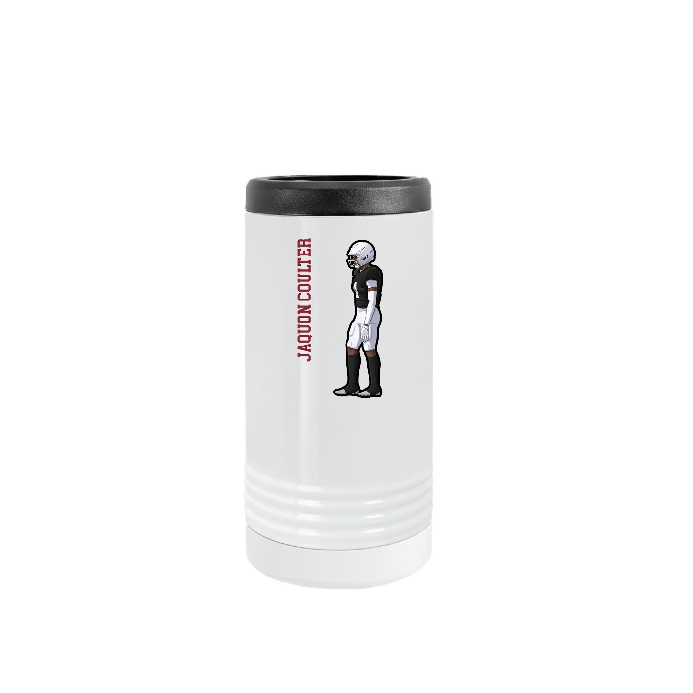 Slim Beverage Holder — Name Vertical in White