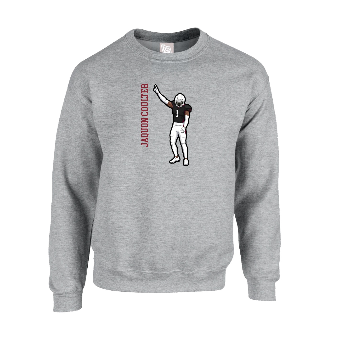Fleece Crew — Name Vertical in Grey