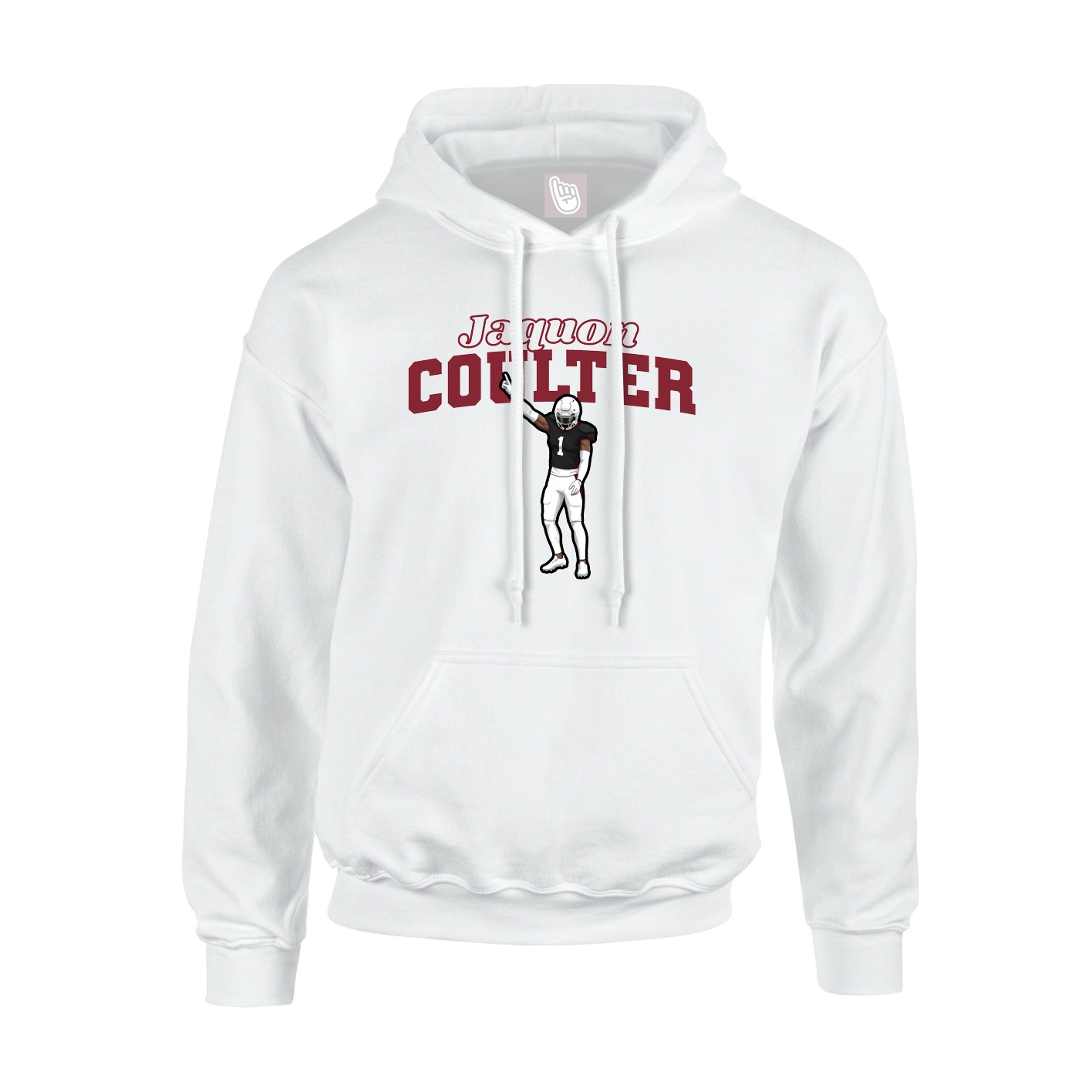 Youth Hoodie — Name Arch in White