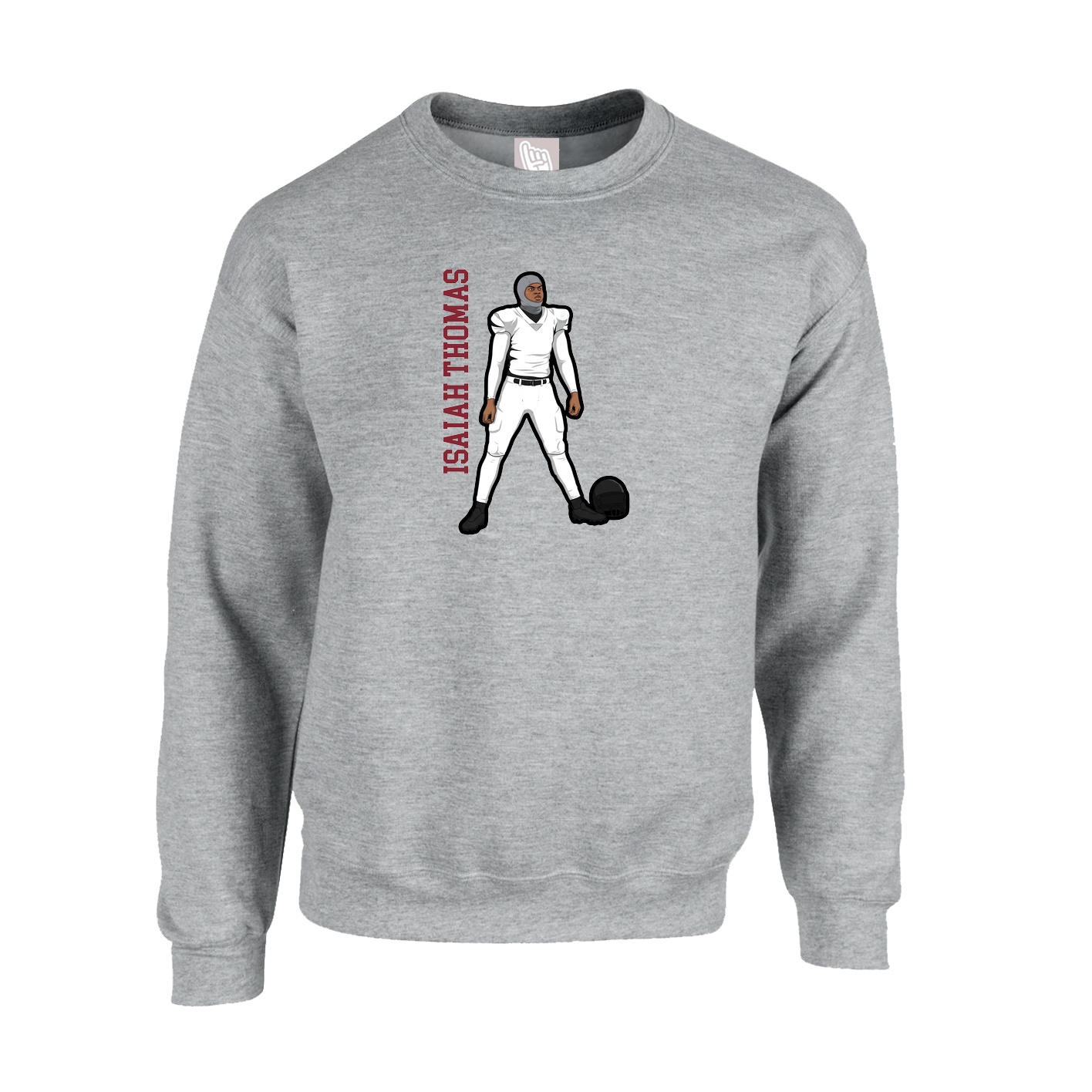 Fleece Crew — Name Vertical in Grey