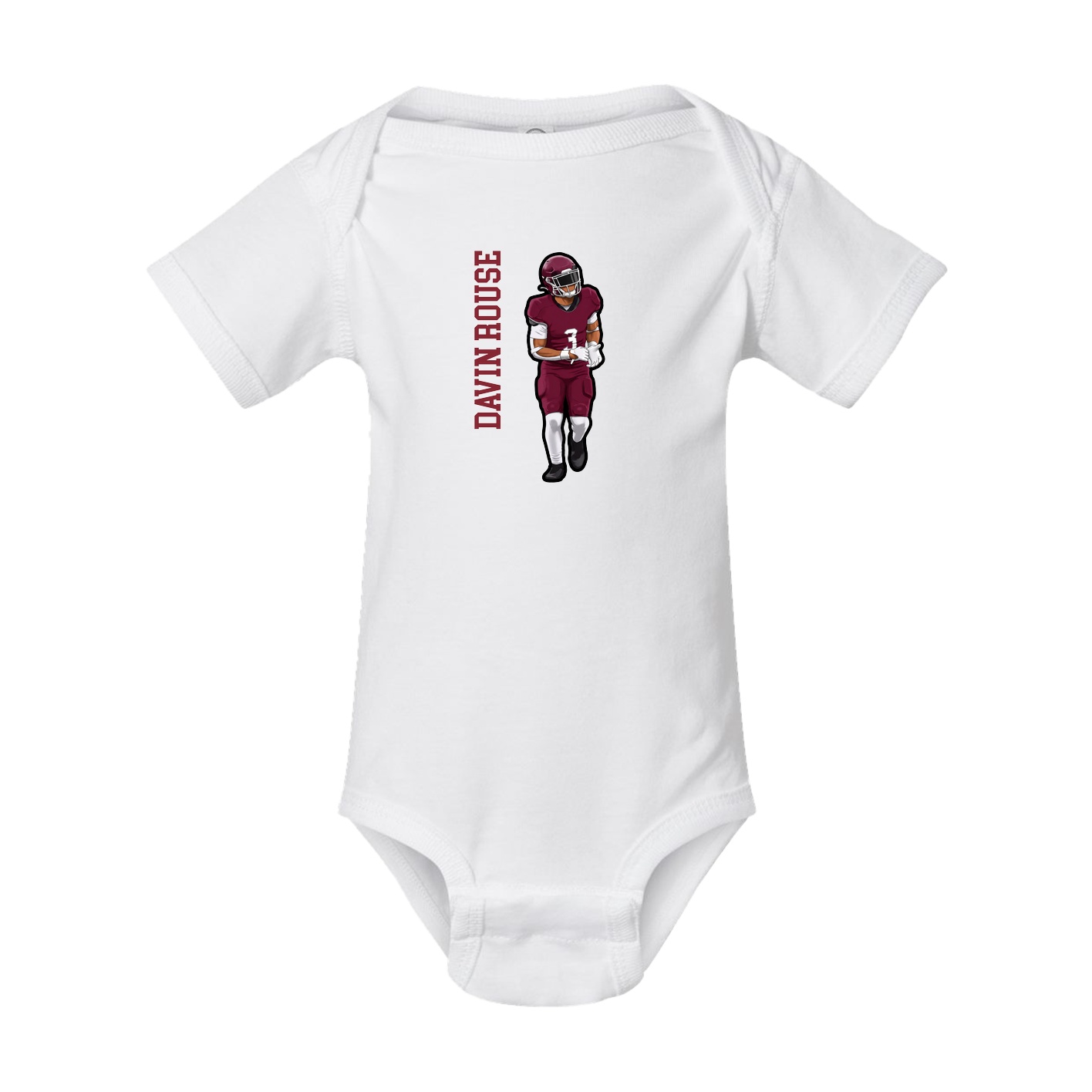 Baby Onesie — Name Vertical in White