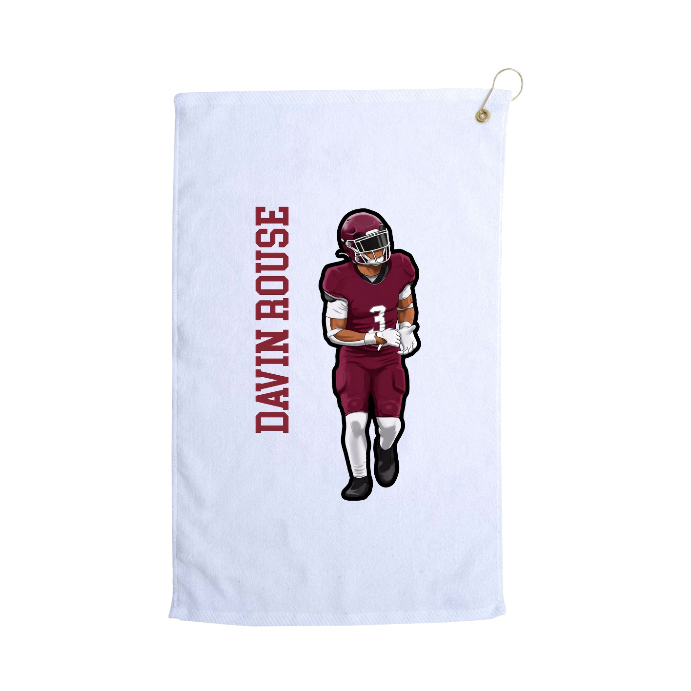 Golf Towel — Name Vertical in White