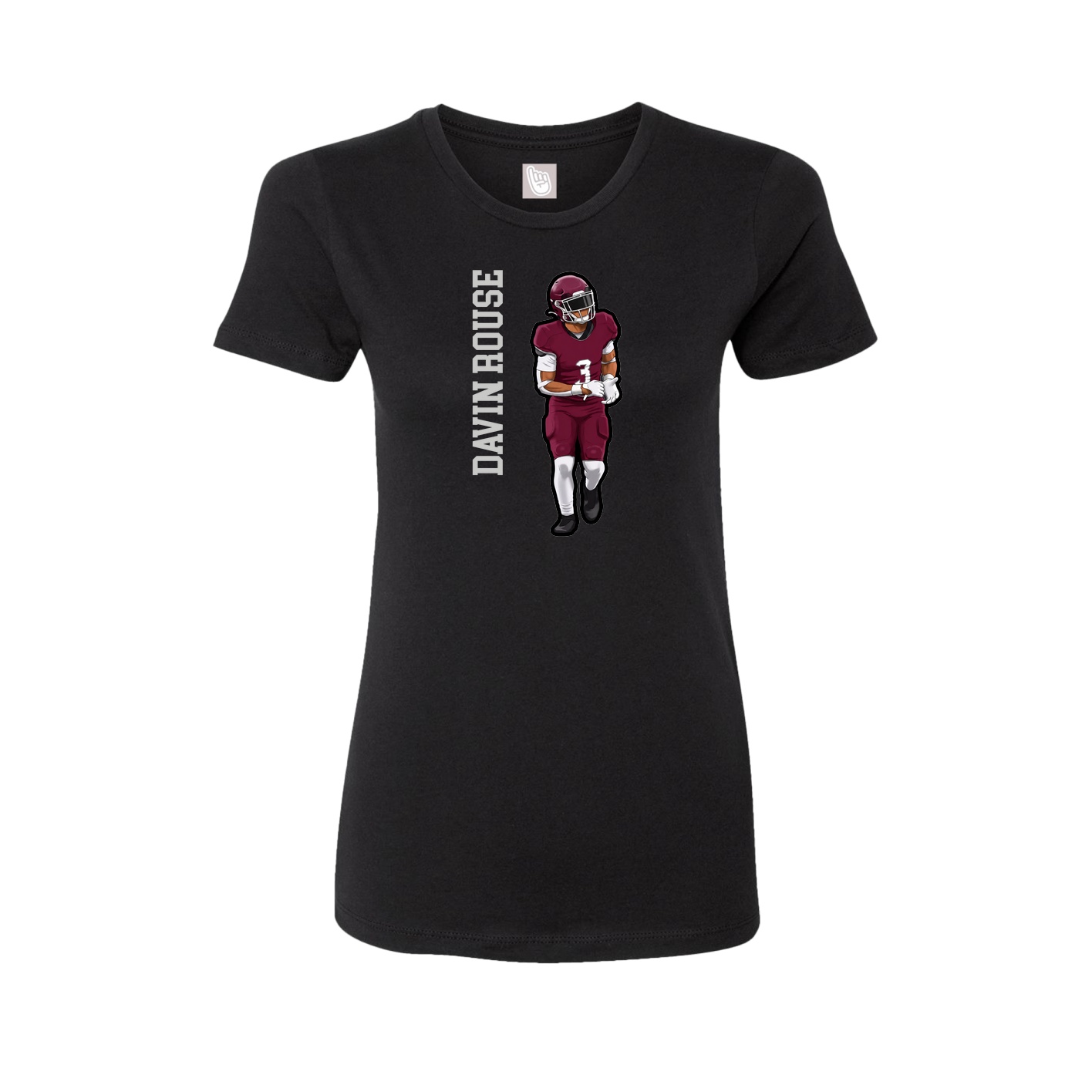 Fitted Women's Tee — Name Vertical in Black