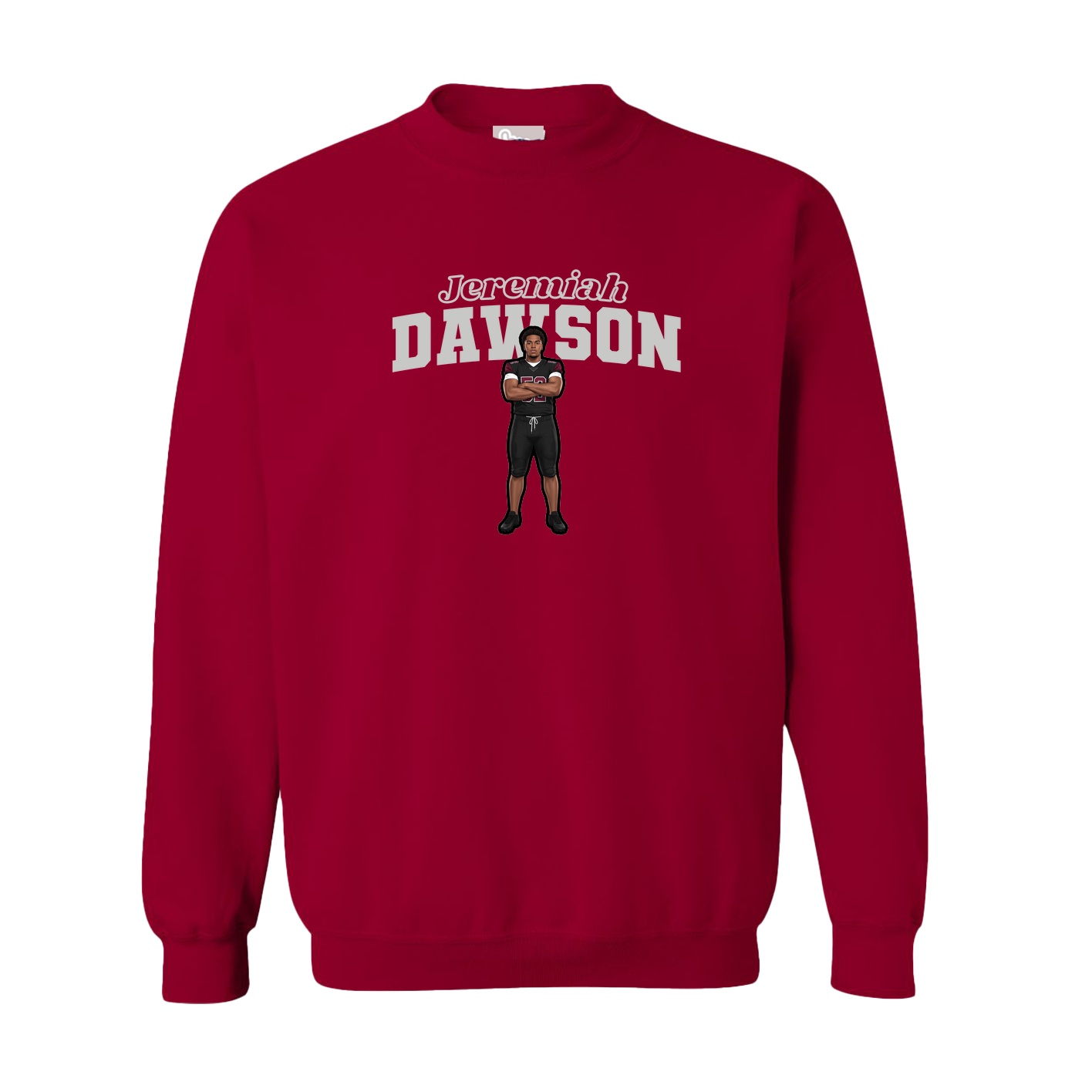 Fleece Crew — Name Arch in Cardinal