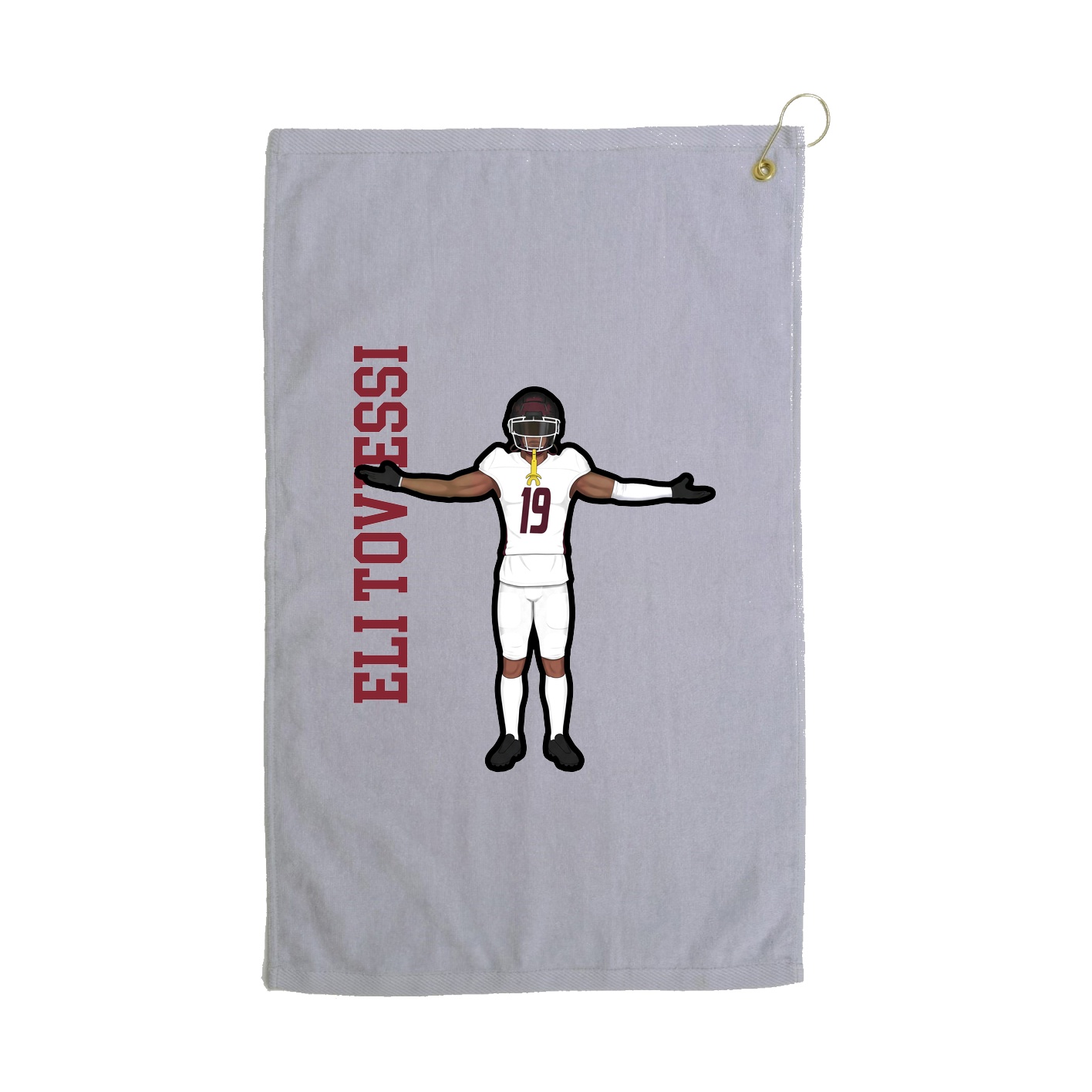 Golf Towel — Name Vertical in Grey
