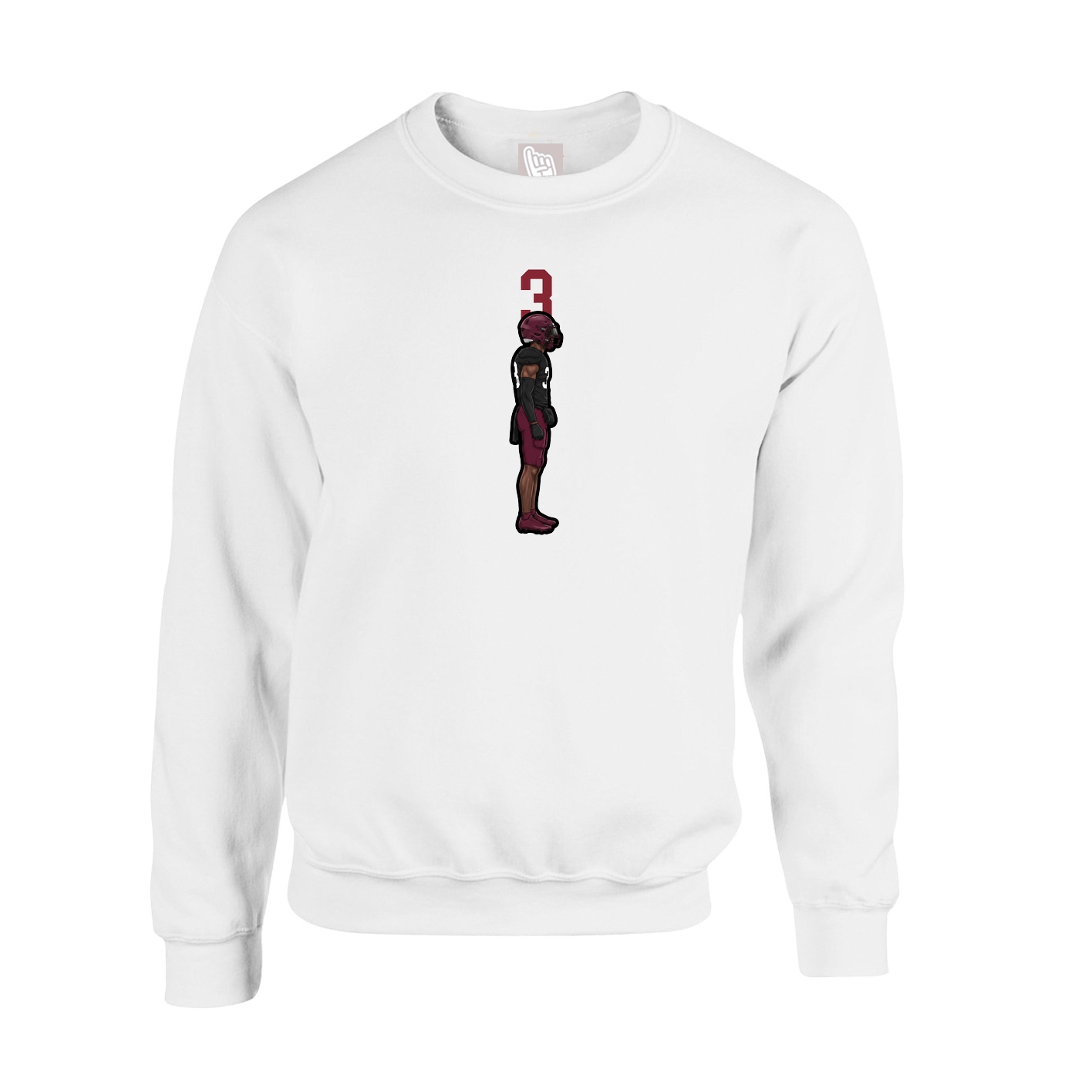 Fleece Crew — Number Top in White