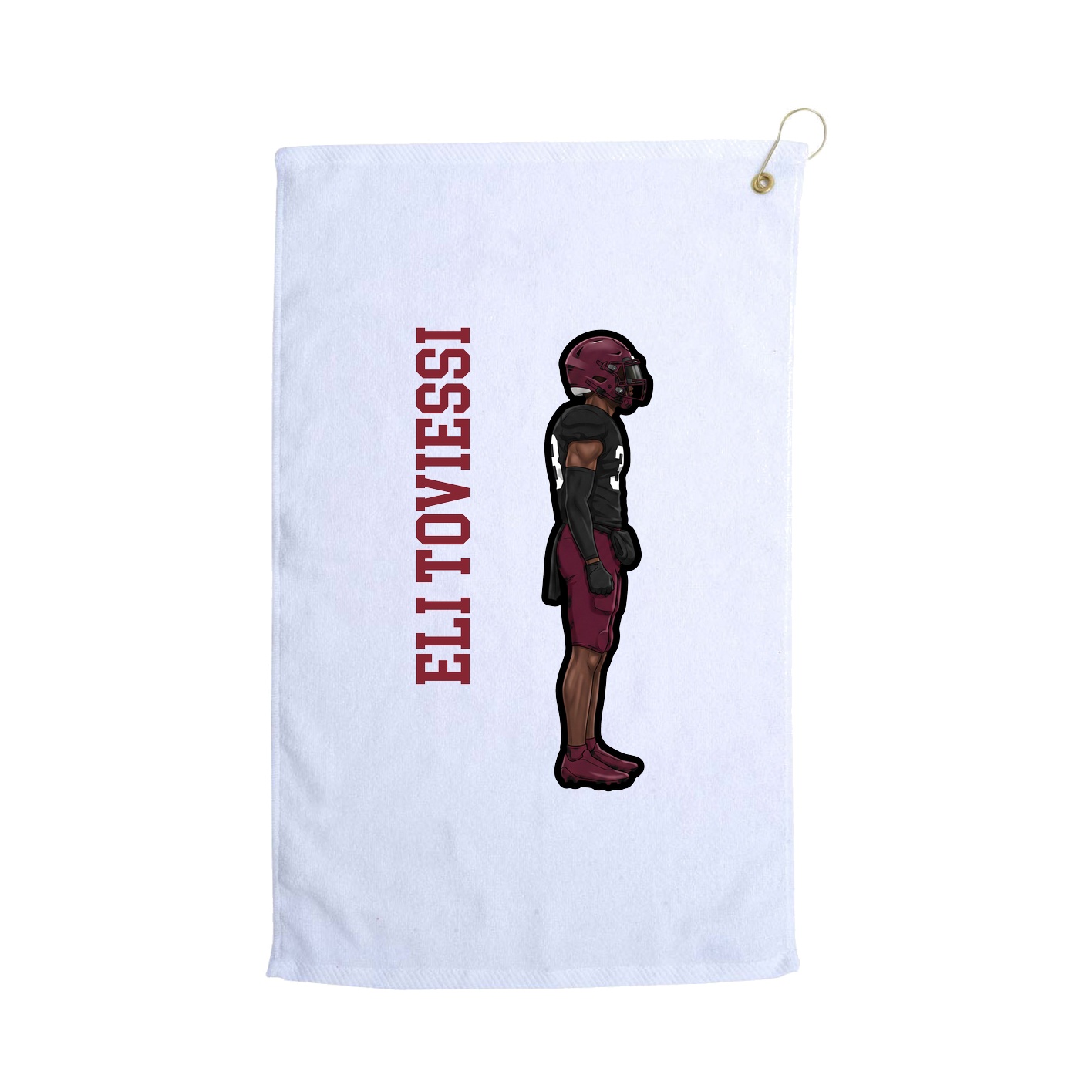 Golf Towel — Name Vertical in White