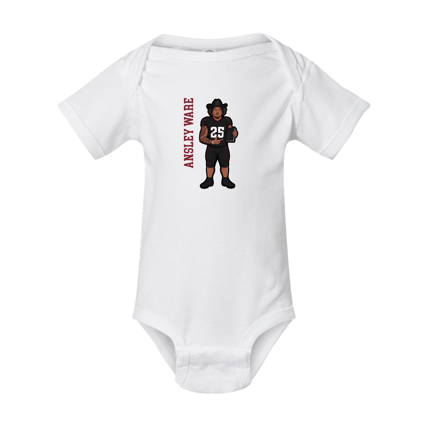 Baby Onesie — Name Vertical in White