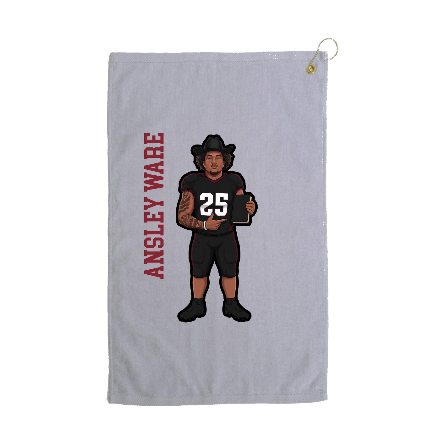 Golf Towel — Name Vertical in Grey