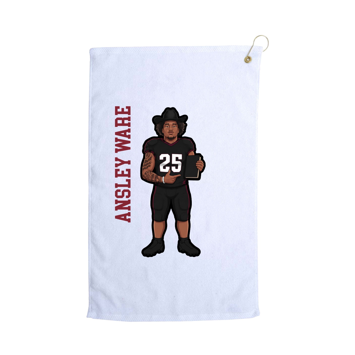 Golf Towel — Name Vertical in White