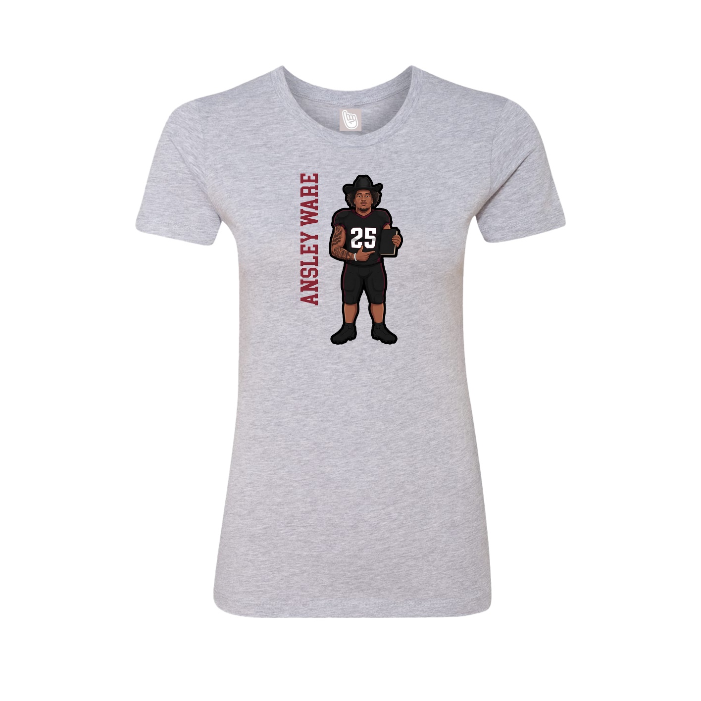 Fitted Women's Tee — Name Vertical in Grey