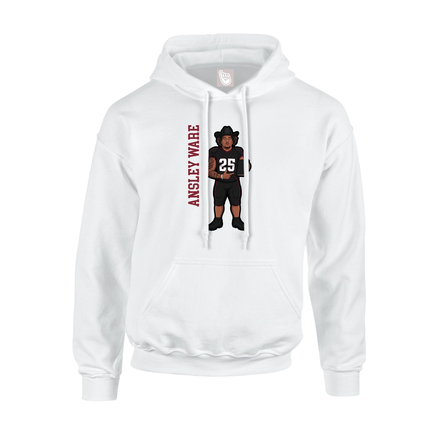 Youth Hoodie — Name Vertical in White