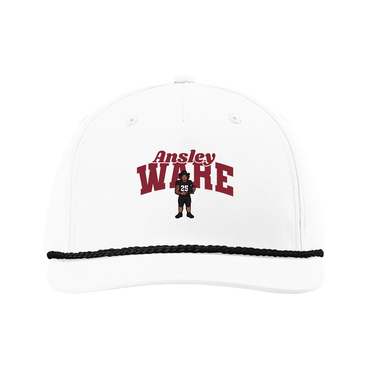 Five-Panel Classic Rope Cap — Signature Arch in White