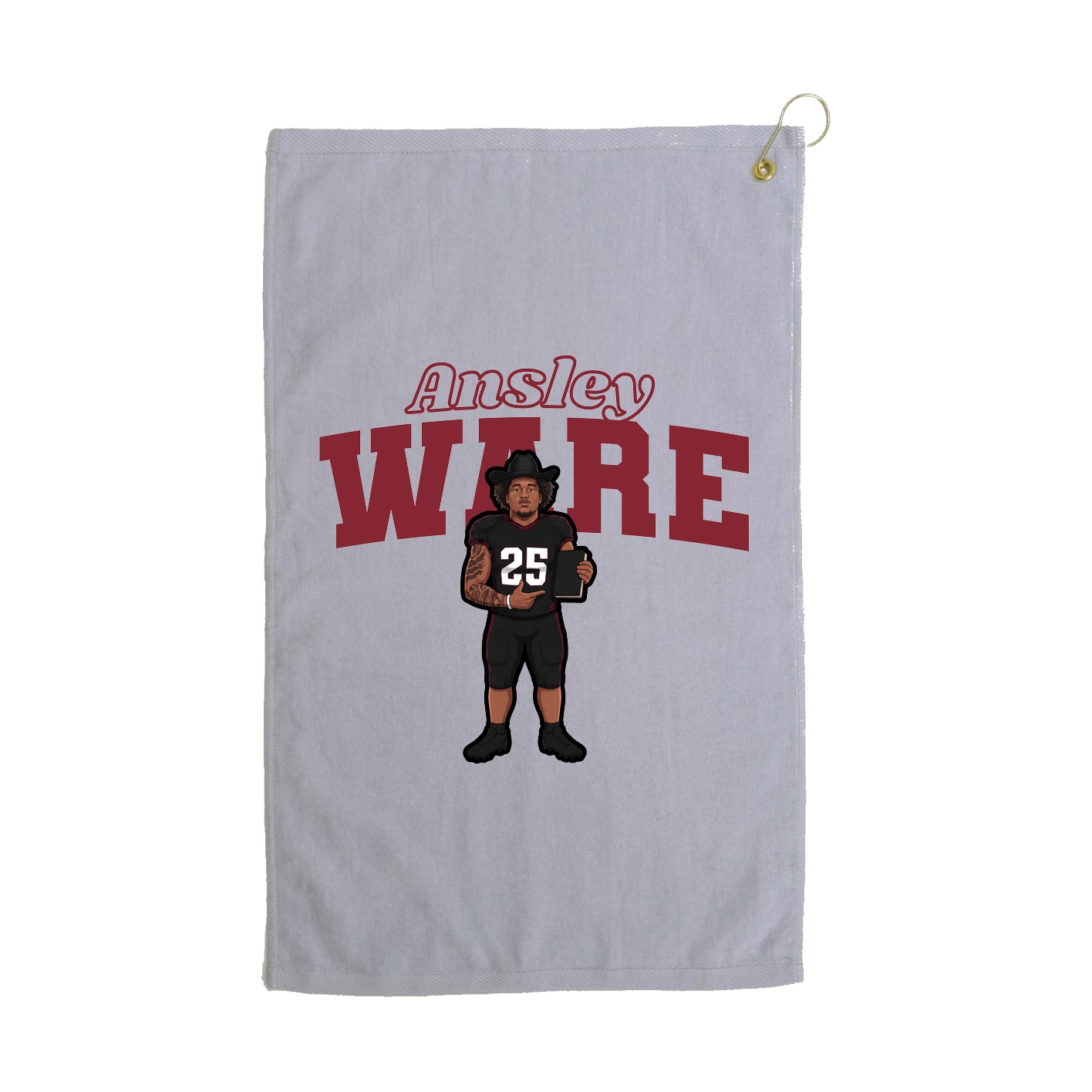 Golf Towel — Name Arch in Grey