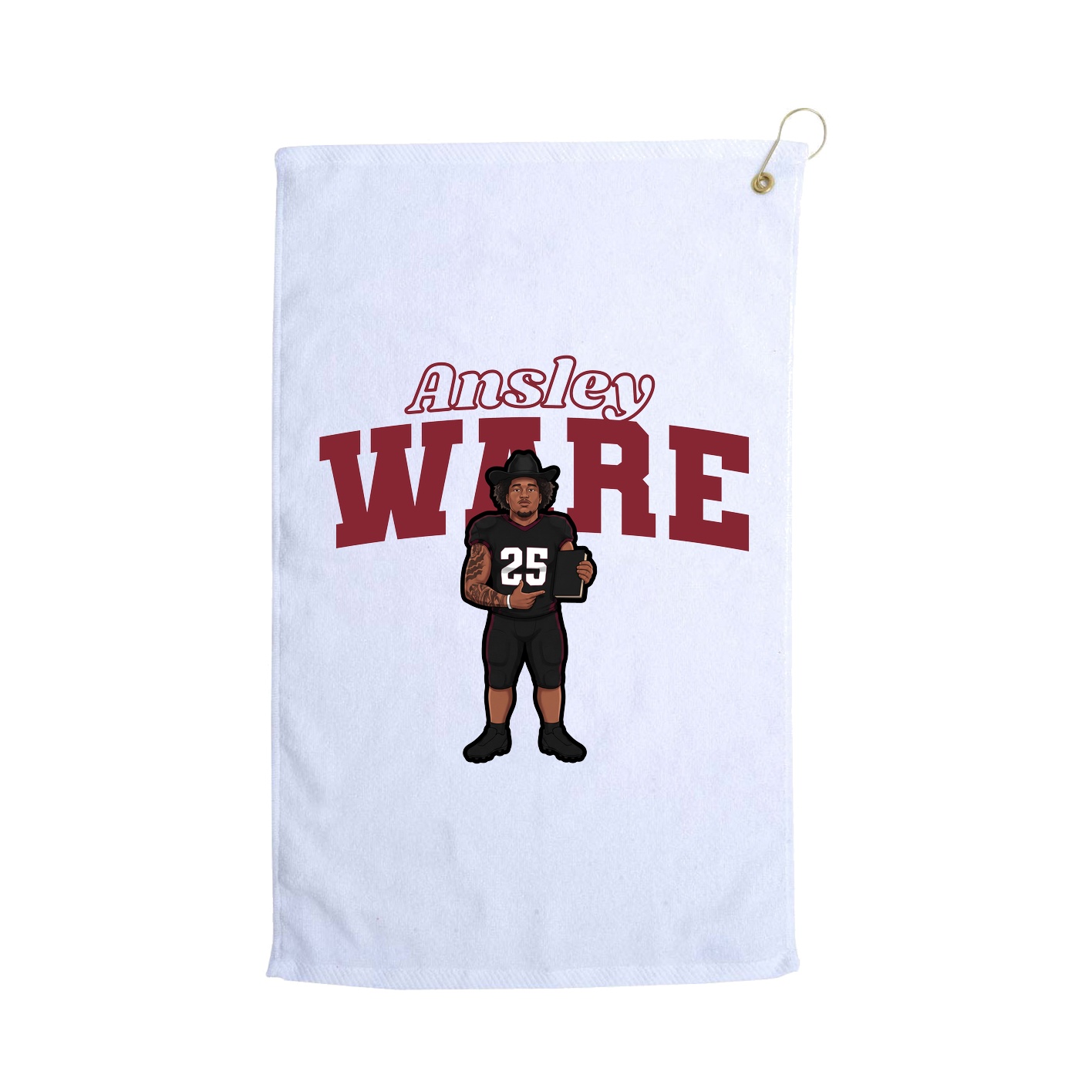 Golf Towel — Name Arch in White