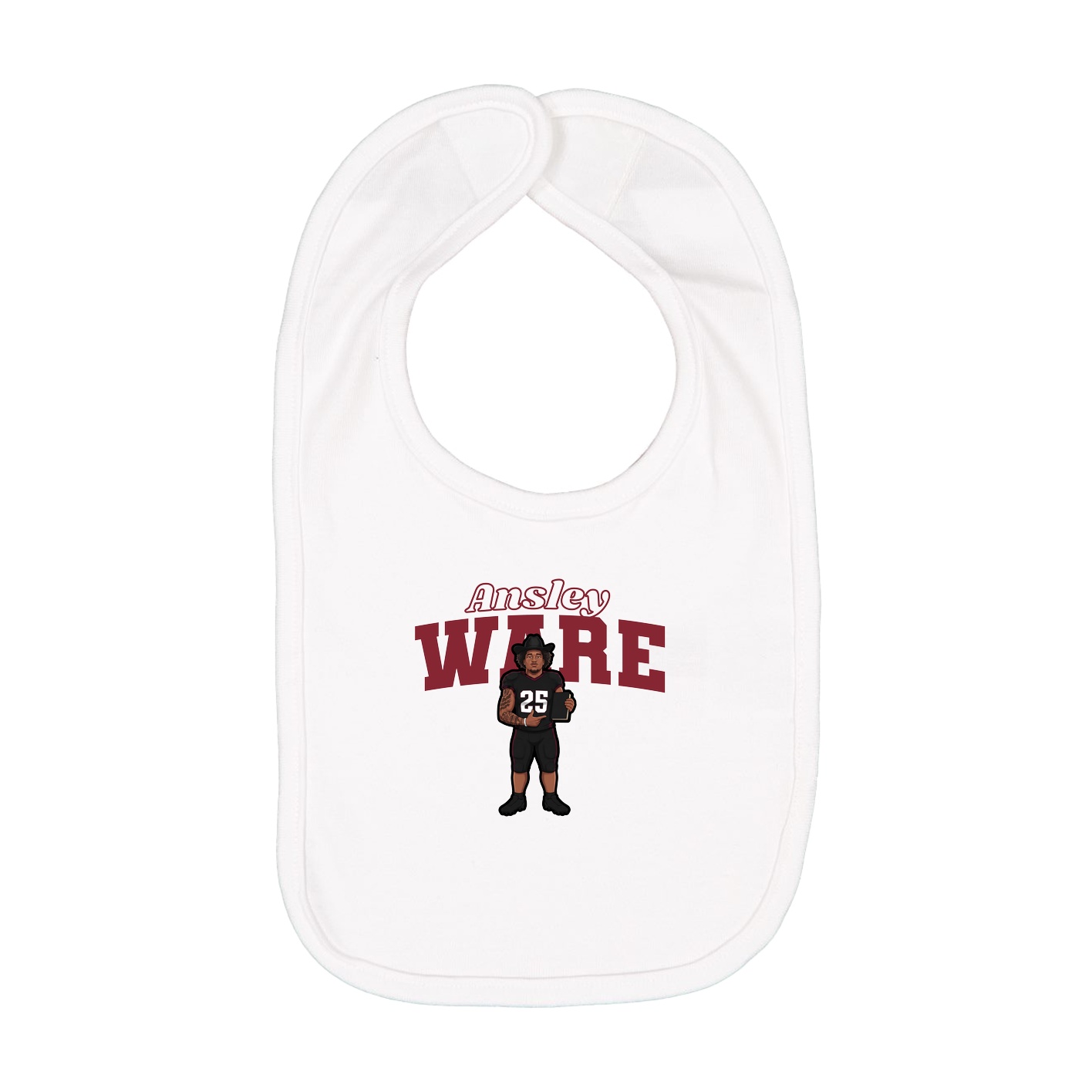 Infant Bib — Name Arch in White