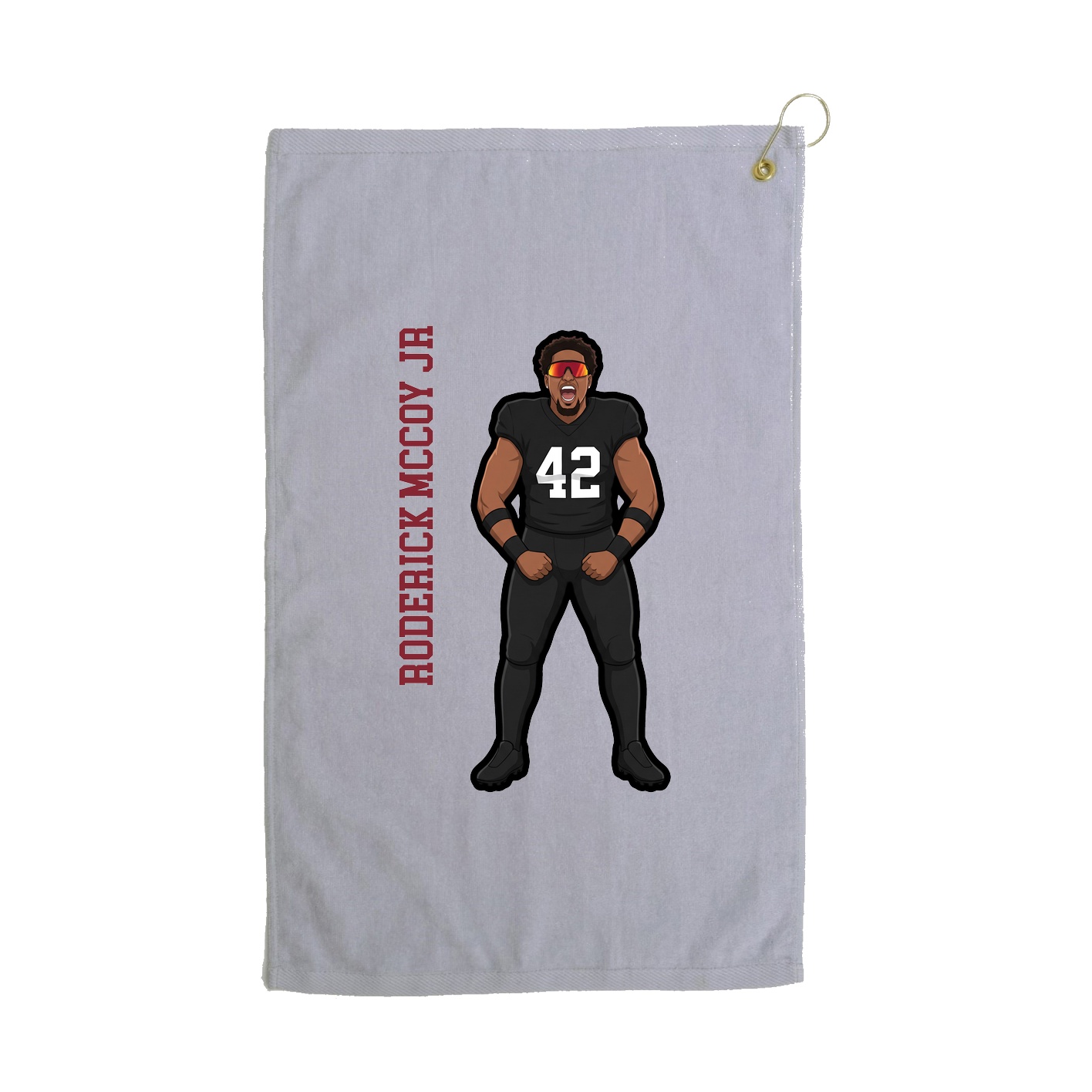 Golf Towel — Name Vertical in Grey
