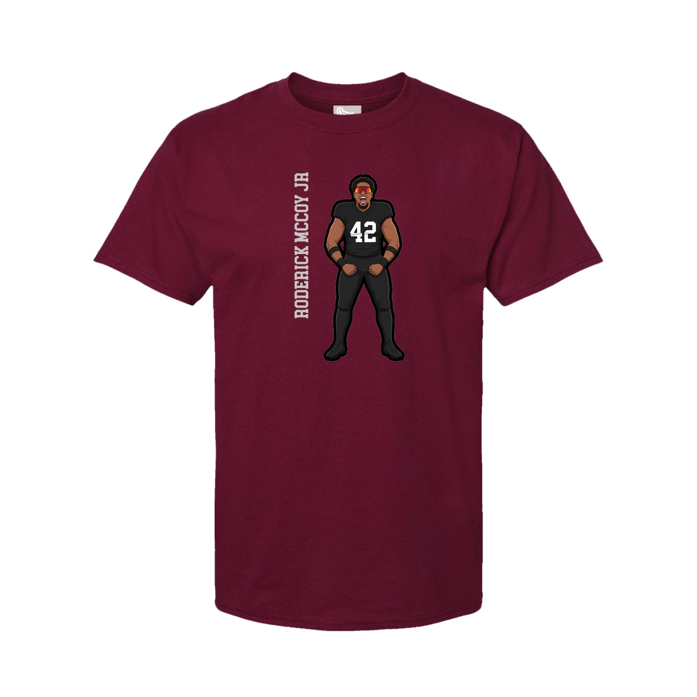 Youth Tee — Name Vertical in Cardinal