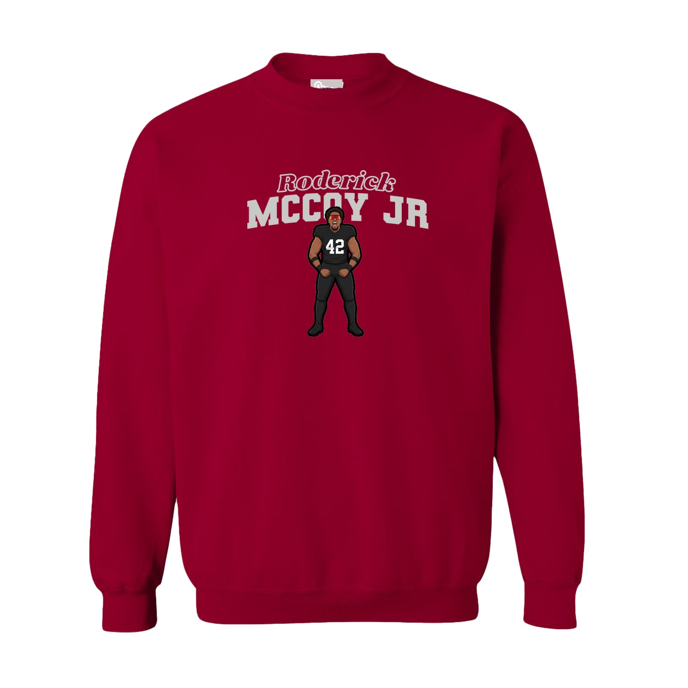 Fleece Crew — Name Arch in Cardinal