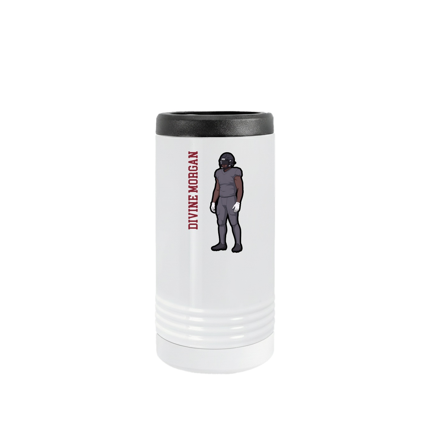 Slim Beverage Holder — Name Vertical in White