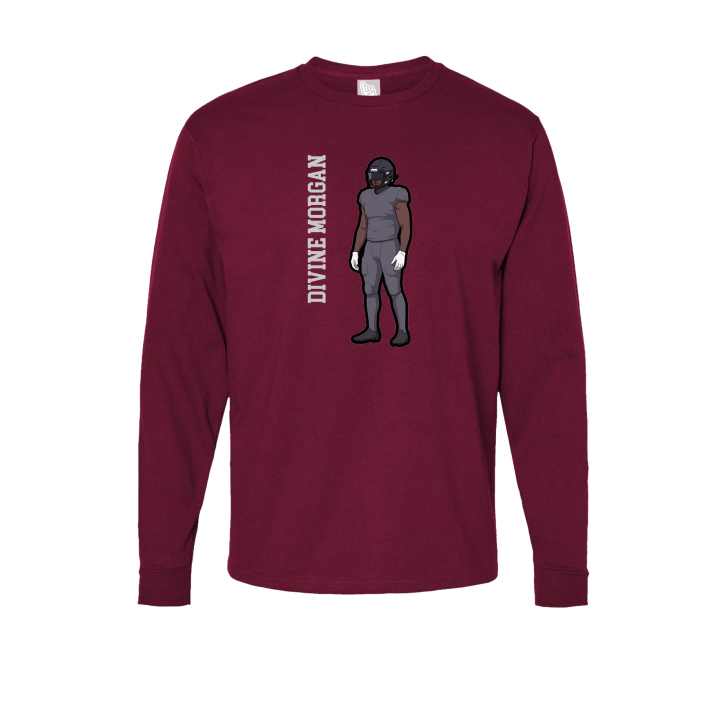 Long Sleeve Tee — Name Vertical in Cardinal