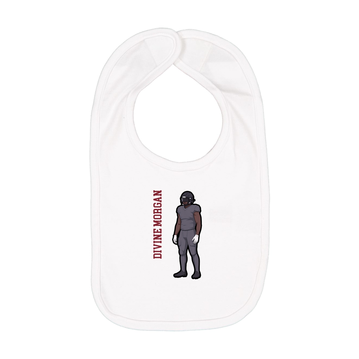Infant Bib — Name Vertical in White