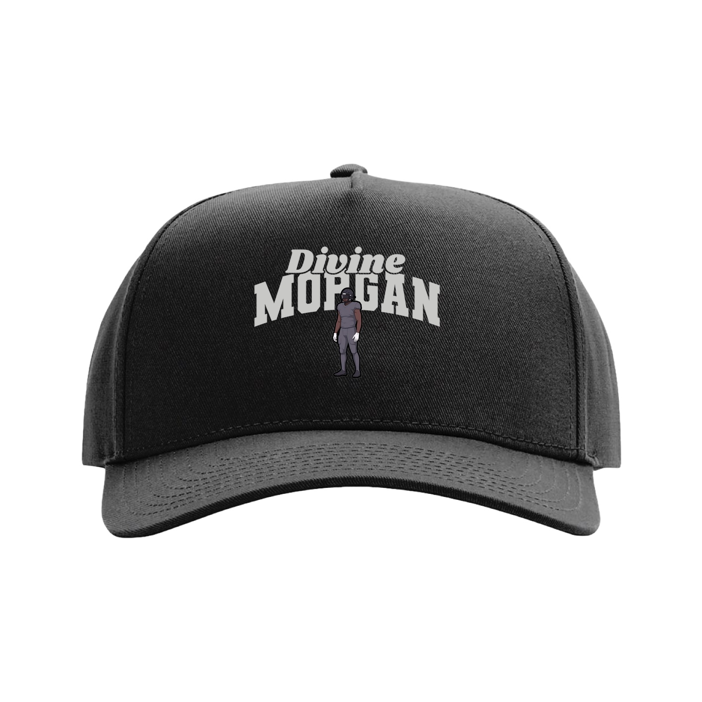 Full Fabric Five-Panel Champ Cap — Signature Arch in Black
