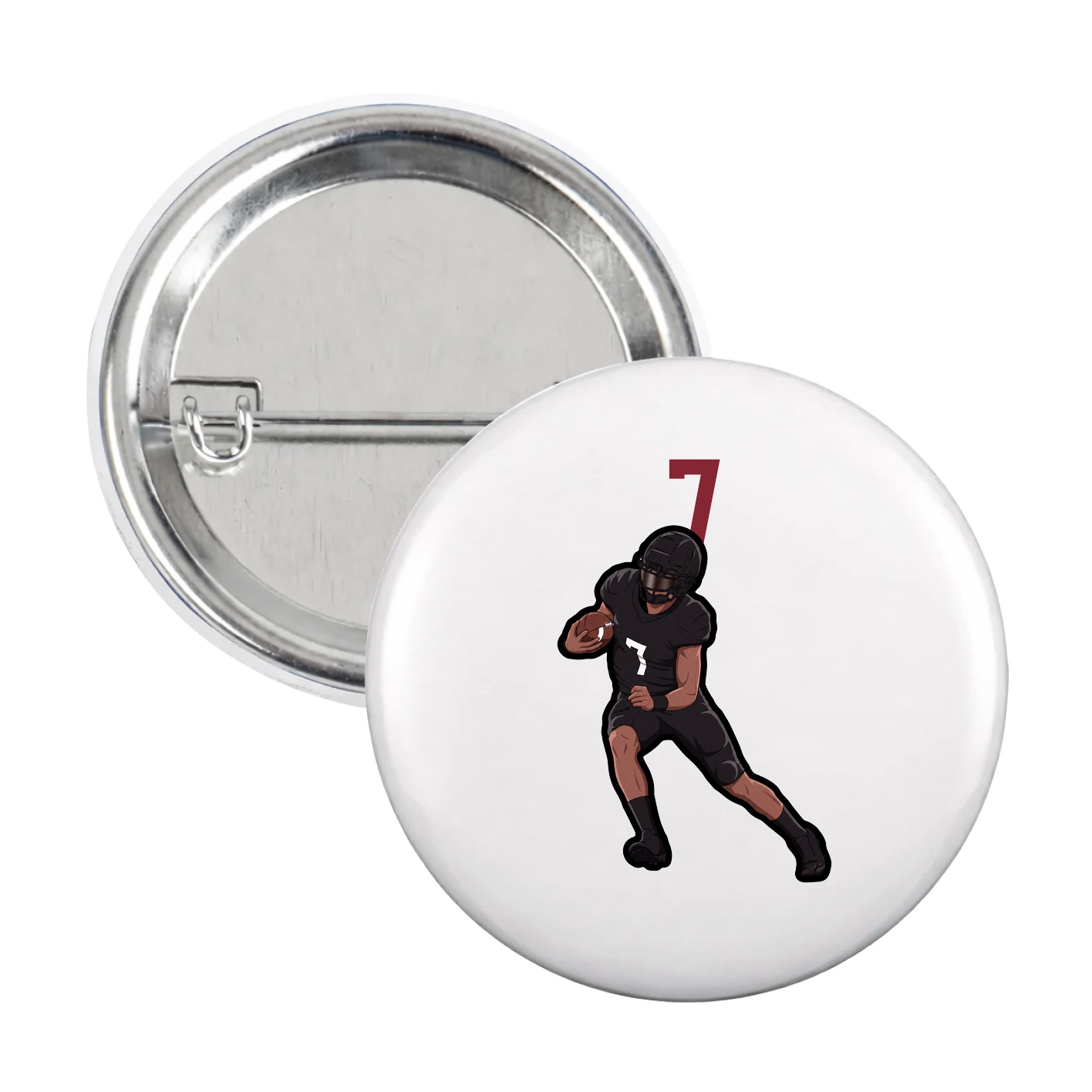 Game Day Button — Number Top in White