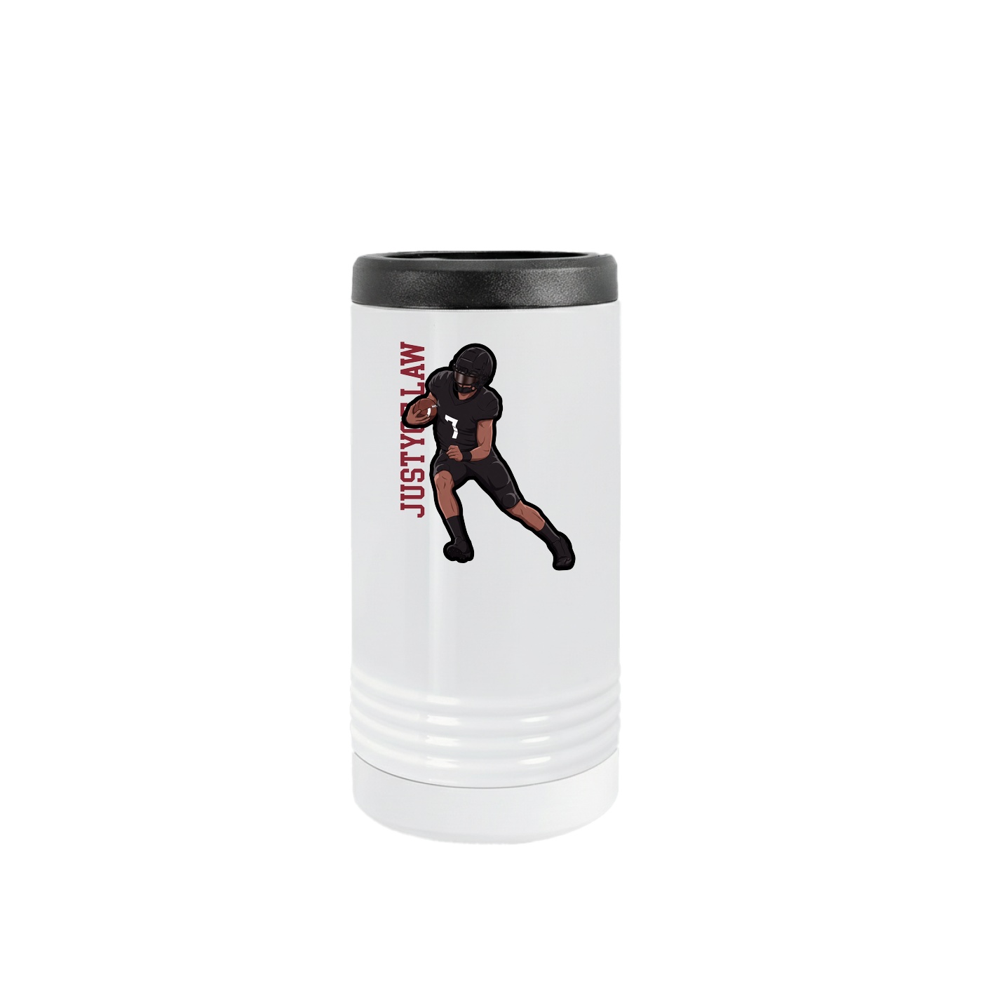 Slim Beverage Holder — Name Vertical in White
