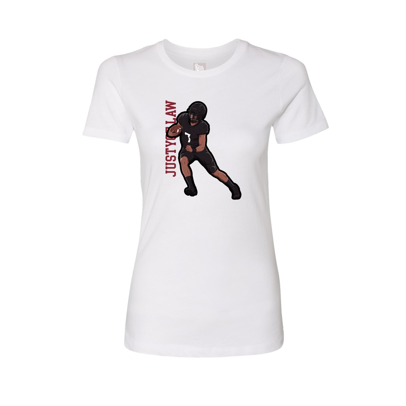 Fitted Women's Tee — Name Vertical in White