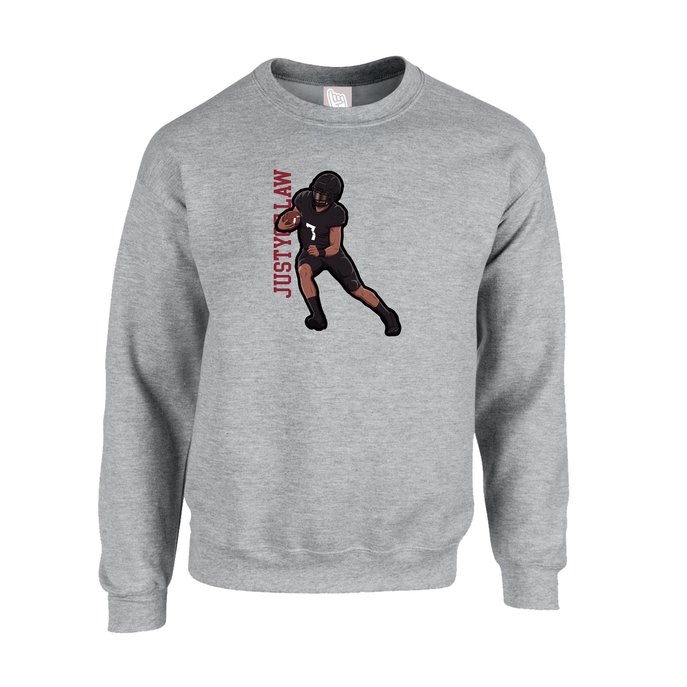 Fleece Crew — Name Vertical in Grey