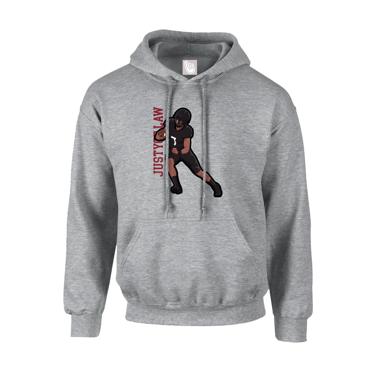 Youth Hoodie — Name Vertical in Grey